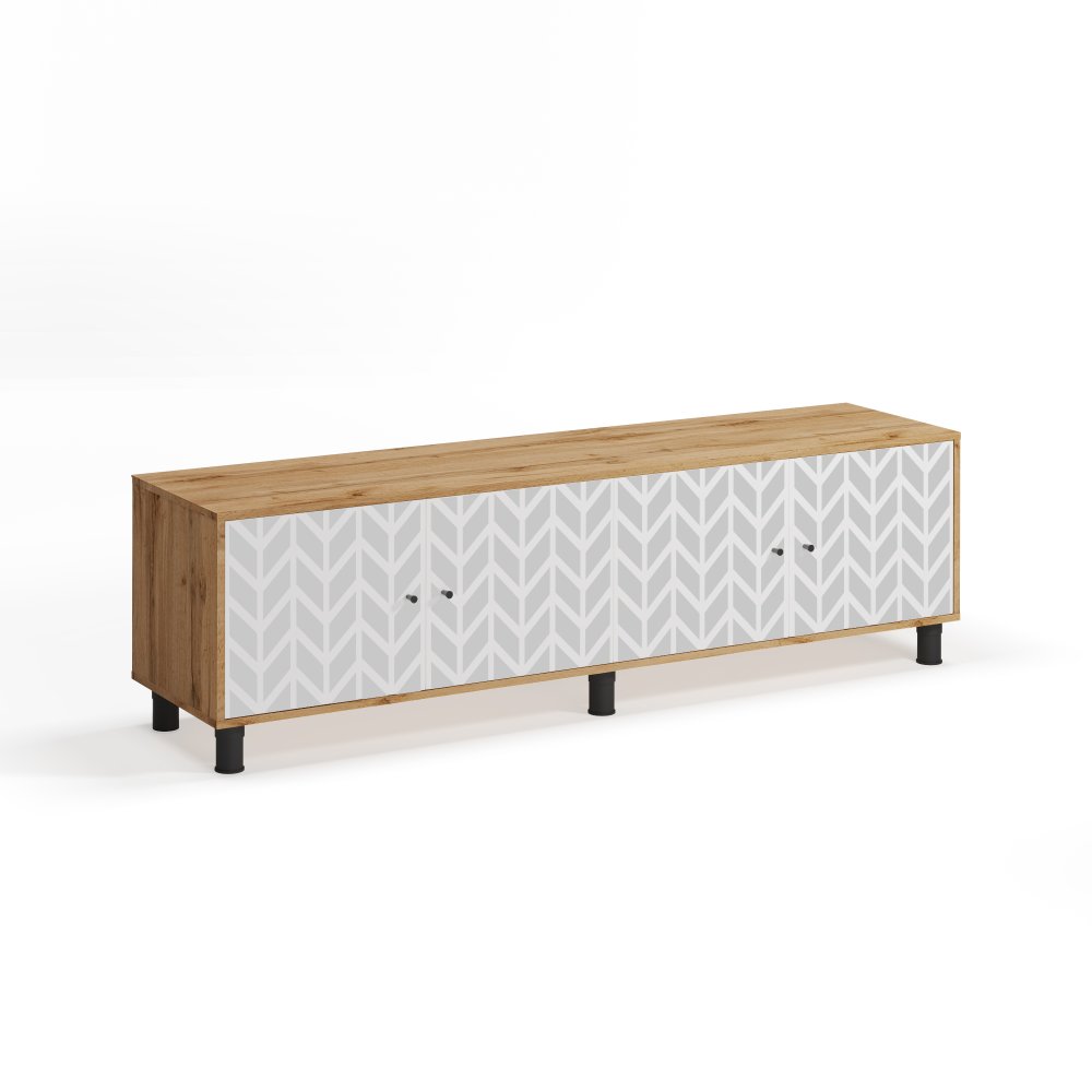 Тумба HYGGE 185х45х53 Дуб Вотан / Белый с зигзагом